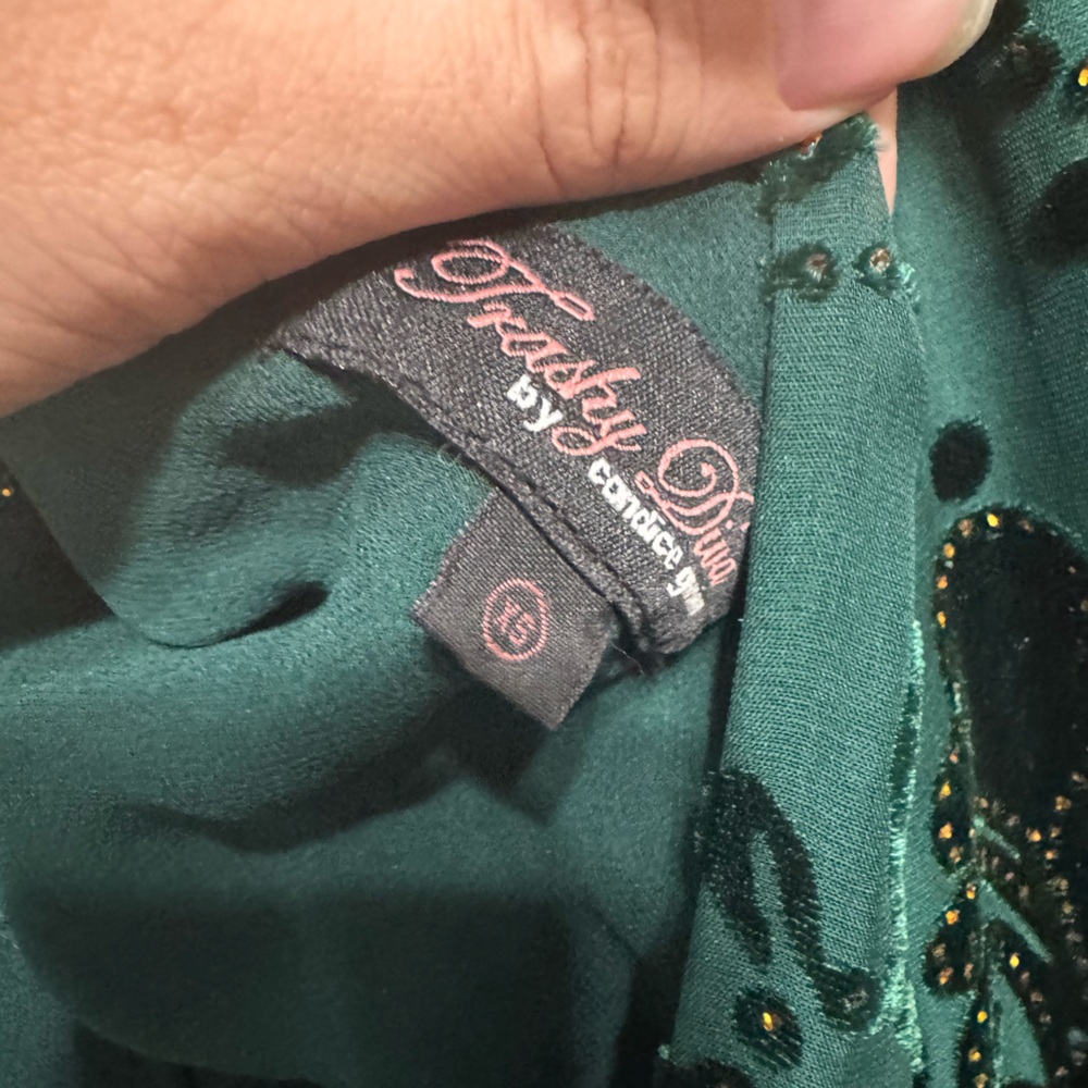 Trashy Diva Green Baroque Velvet Maxi Dress - Picture 3 of 4
